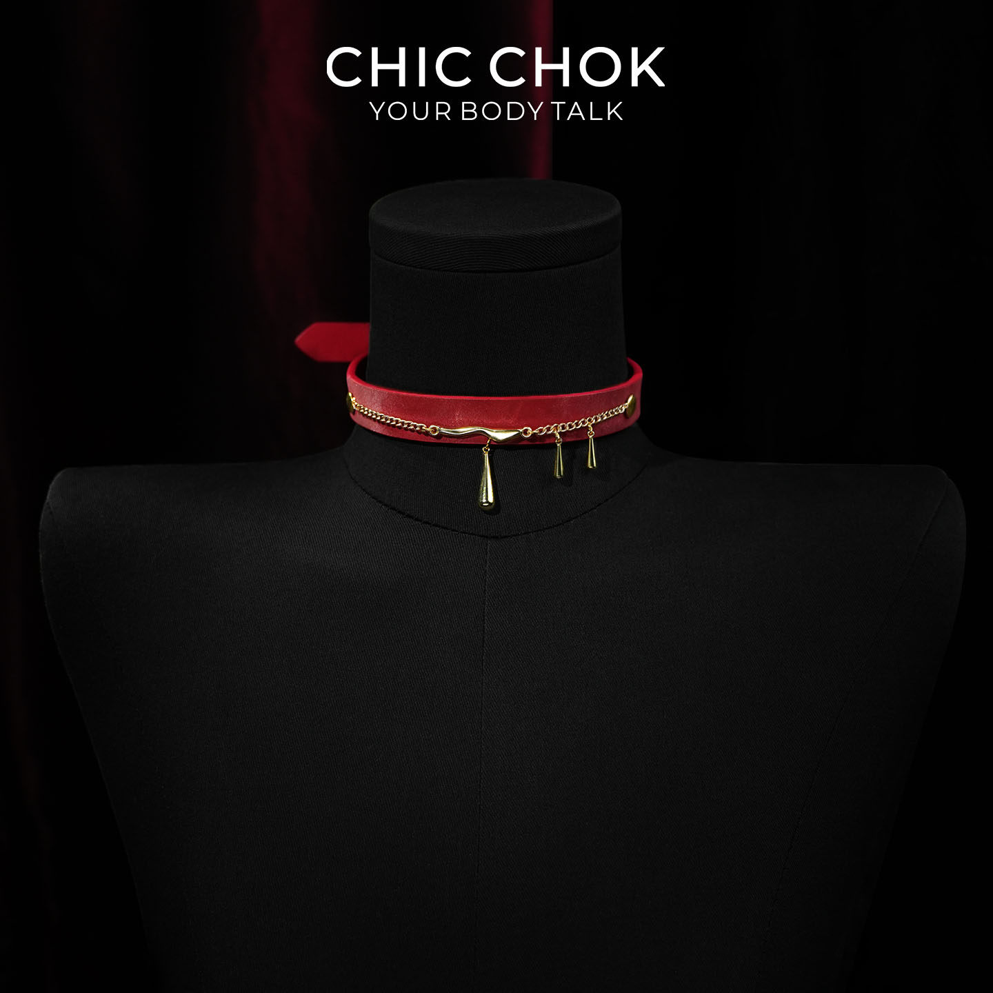 CHICCHOK鎏金丝绒项圈牛皮颈圈项链丝绒choker女金色链条原创定制