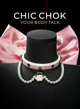 玛丽猫粉白蝴蝶结珍珠项圈