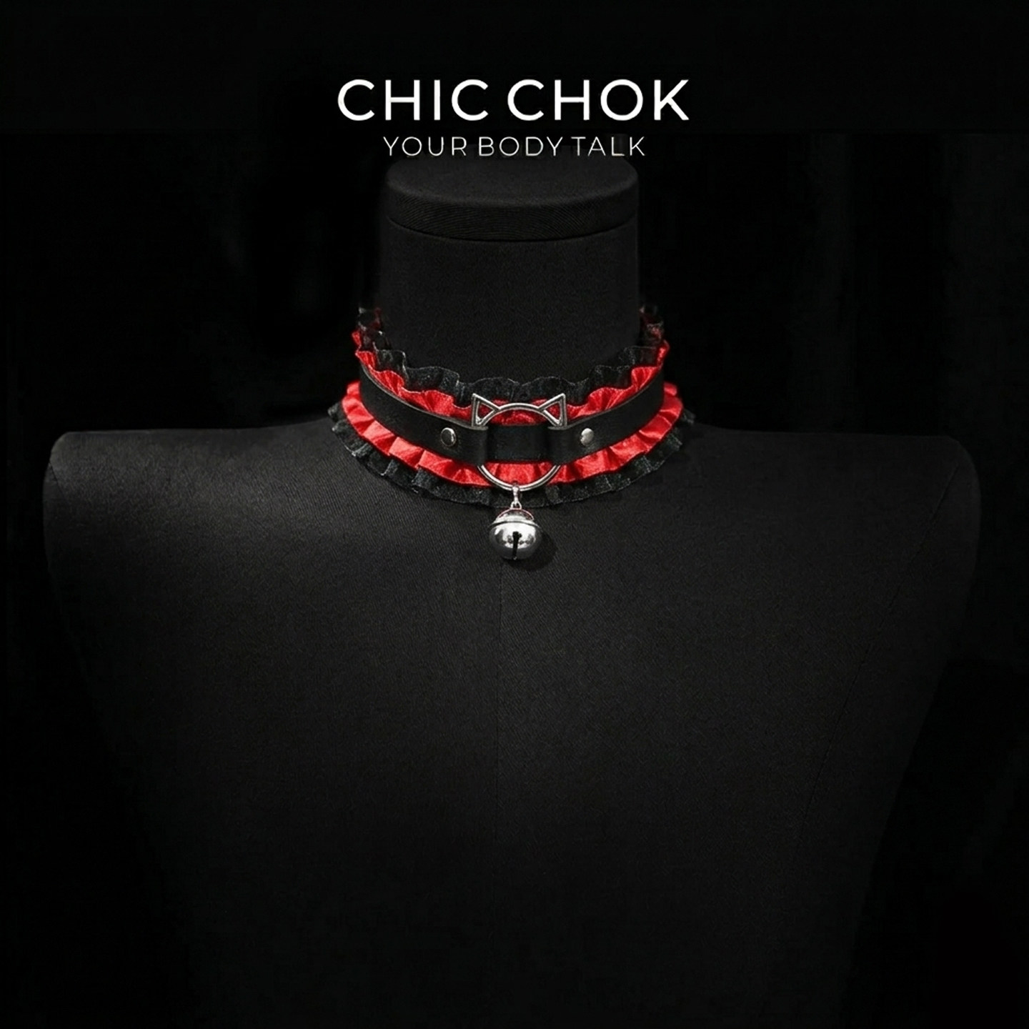 CHICCHOK原创牛皮项圈猫咪蕾丝颈圈项链颈带女颈环铃铛高级choker