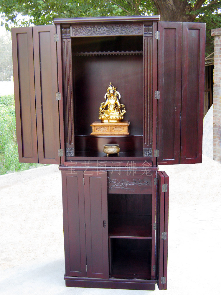 宝艺恒河 日式紫檀色雕八宝四折门立柜神楼 家用供台供柜佛龛定做,住宅家具,佛柜/佛龛,淘宝优惠券,粉丝福利购,淘宝优惠卷