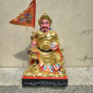 源头厂家香樟木雕12寸赌王韩信赌圣赌神木雕神像招财进宝台金现货