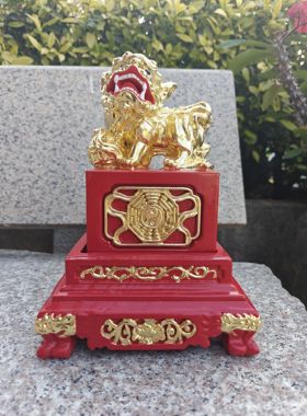 12X12厘米狮印神明印章真金香樟木雕精品雕刻摆件身印定制
