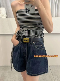 女a字显瘦热裤 高腰显瘦直筒牛仔阔腿短裤 MV.AOAO 夏新款 JEANS0833