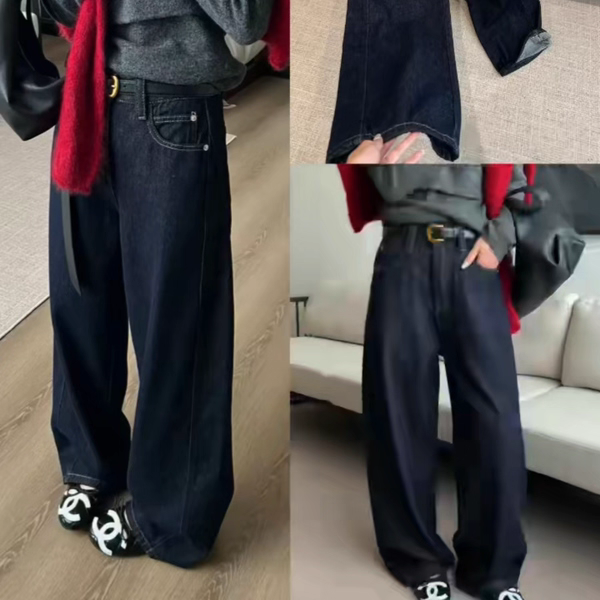 JEANS6639窄版阔腿牛仔裤女韩版宽松高腰休闲香蕉裤弯刀裤MV.AOAO