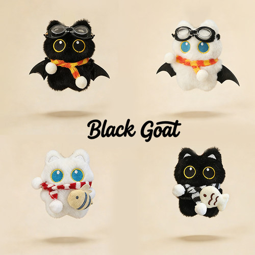 BlackGoat原创大眼黑猫毛绒挂件