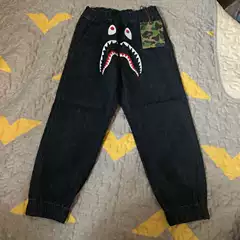 BAPE Kids Shark-Fin Cuffed Denim Jeans for Boys, Bargain with Free Shipping