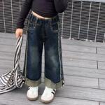 女童牛仔阔腿裤小童裤子春秋新款儿童宝宝宽松直筒女童裤子洋气