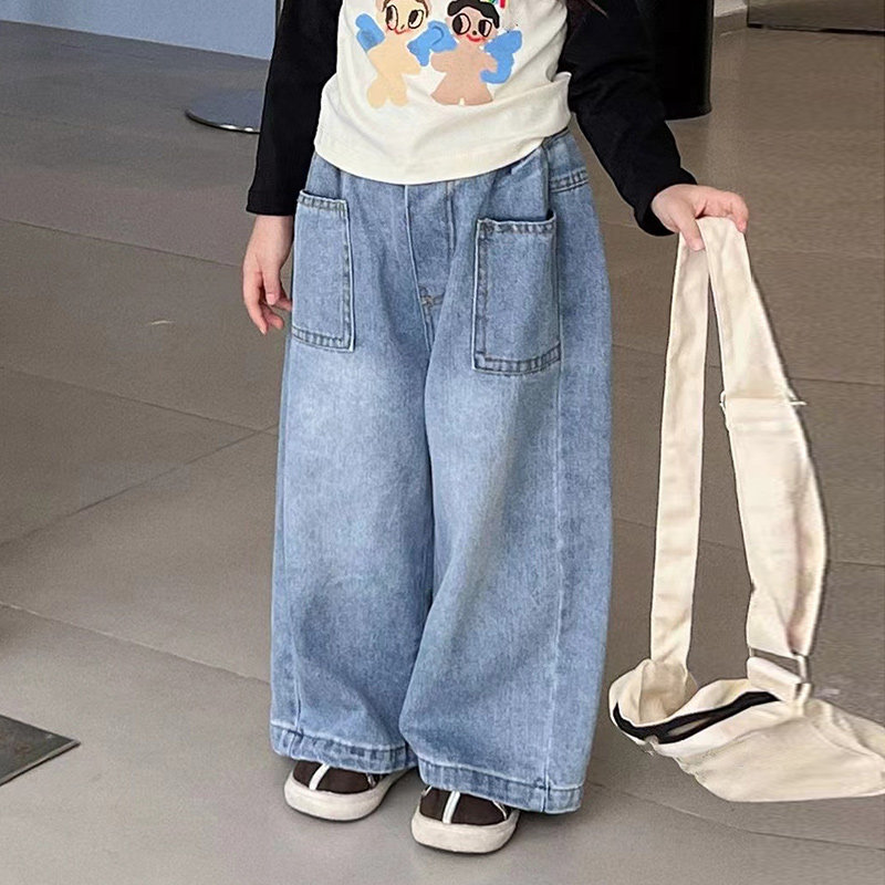 女童阔腿裤子牛仔裤2025春季新款宝宝韩版直筒裤儿童裤子洋气宽松,童装/婴儿装/亲子装,儿童牛仔裤,淘宝优惠券,粉丝福利购,淘宝优惠卷