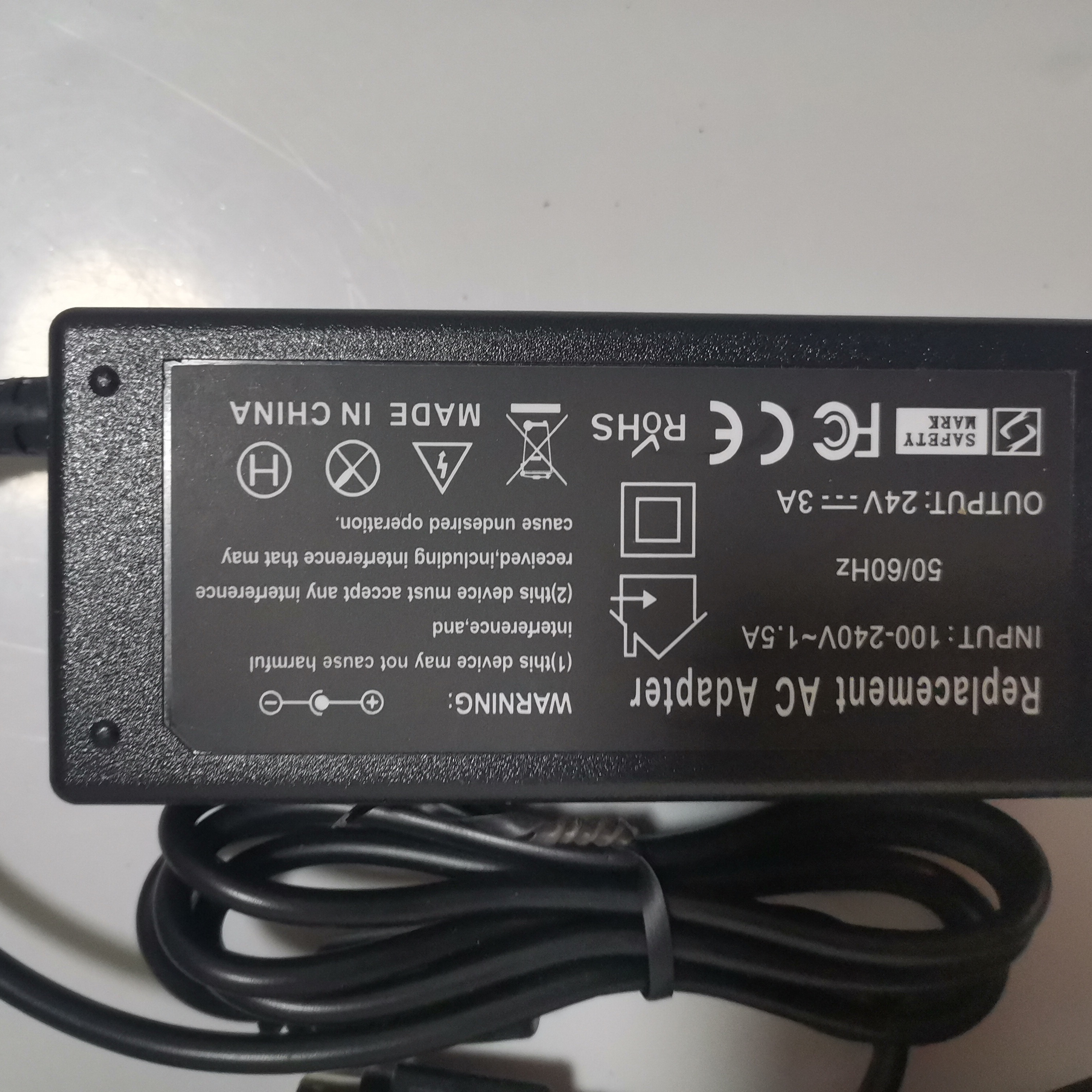 海德Harder24V 2.5A电源适配器HDAD60W104打印机三针电源线