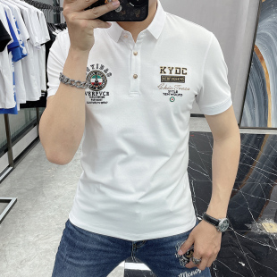 男修身 夏季 polo衫 新款 重工刺绣烫钻欧货潮牌休闲上衣翻领T恤 短袖