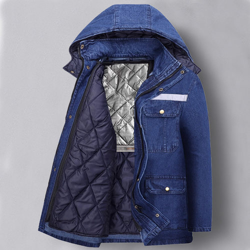 冬季加绒加厚牛仔棉服耐磨劳保服