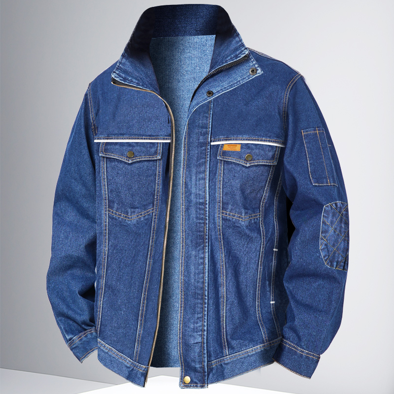 牛仔电焊工作服套装男双层秋冬季