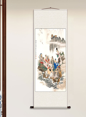 八仙过海 丝绸卷轴装饰挂画客厅玄关卷轴画神像八仙过海图装饰画