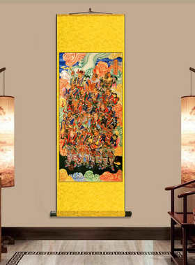 三十六天将右 丝绸卷轴装饰挂画元帅神像画堂屋三十六天罡神将画