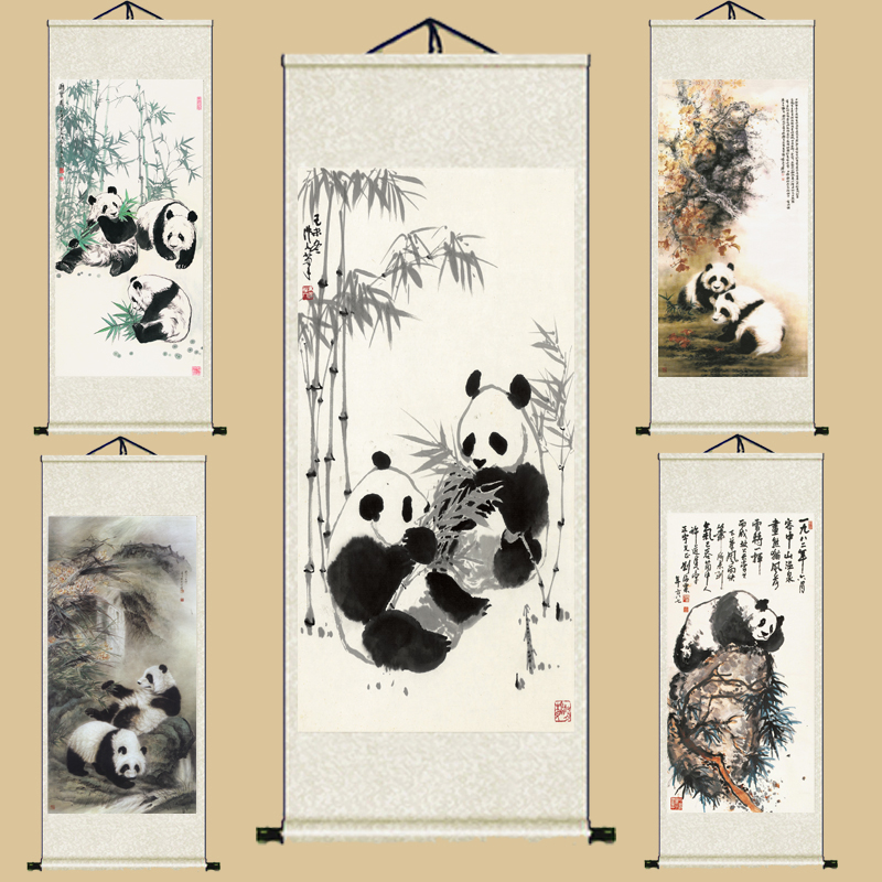 国宝熊猫送老外礼品加logo装饰花