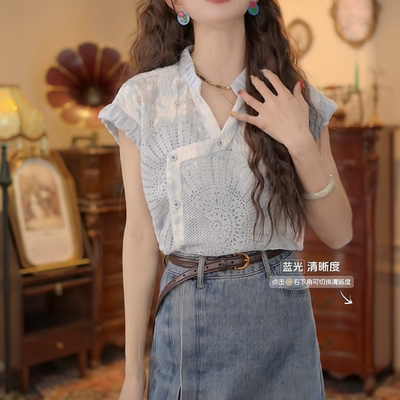 2026春夏短袖衬衫春夏上衣夏季斜门襟衬衣2026新款百搭复古衬衫