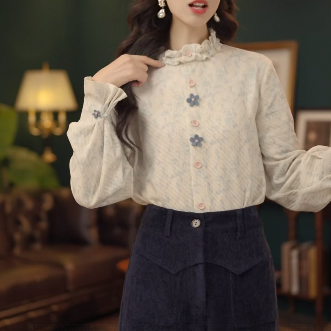 秋冬复古港风秋冬厚款休闲百搭衬衫上衣