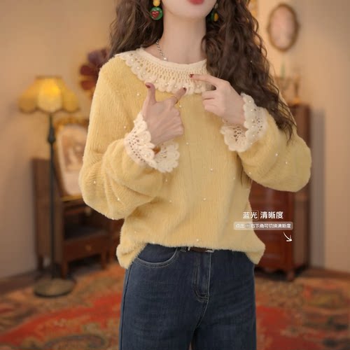 复古毛针织衫女装2025新款休闲宽松打底内搭上衣休闲显瘦上衣