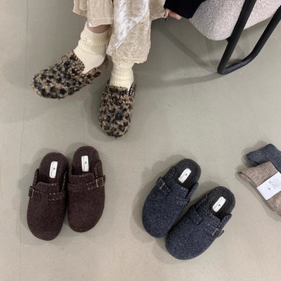 内增高勃肯包头毛毛鞋拖鞋