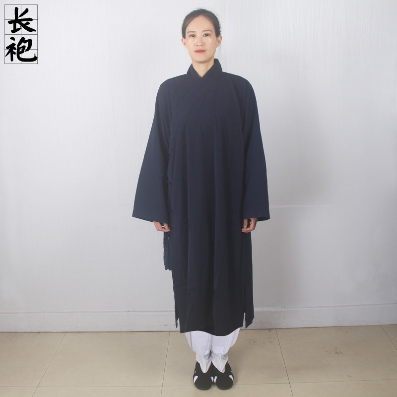 女道士长袍道裝道士用品斜襟三清領薄款长褂通用常服女道长大褂