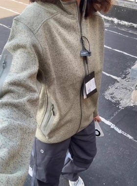 摇粒绒绿色立领抓绒衣外套男女秋冬防寒保暖开衫拉链卫衣工装夹克