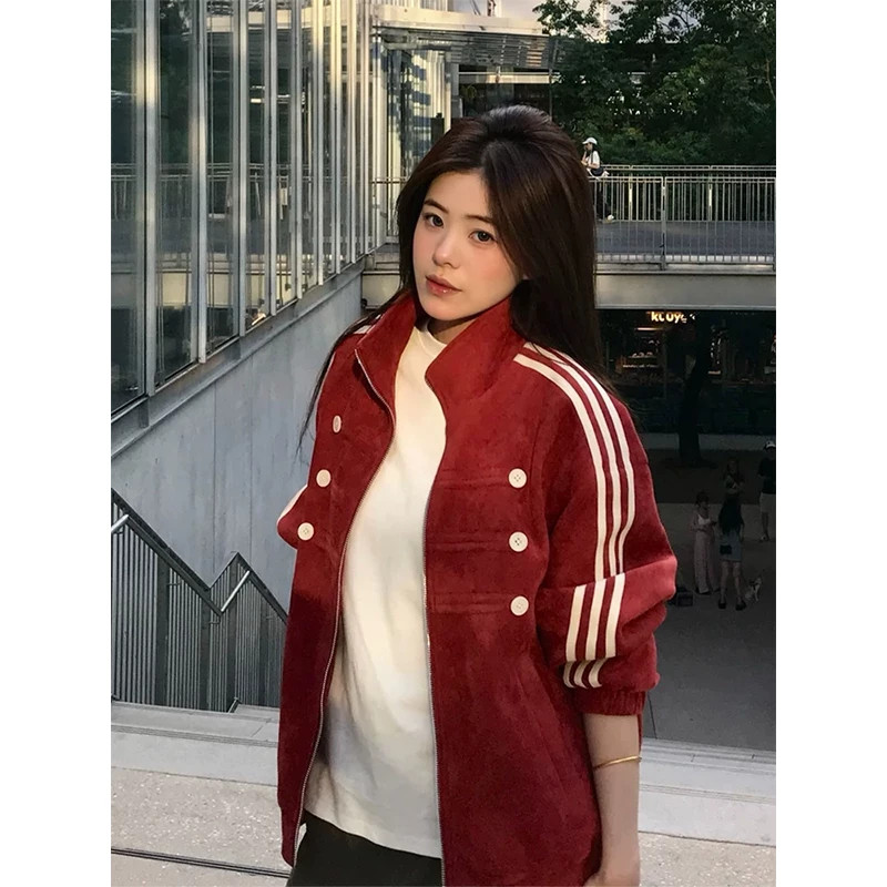 美式复古拿破仑三条杠立领男夹克