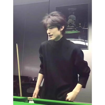 黑色半高领德绒打底衫男秋冬卫衣