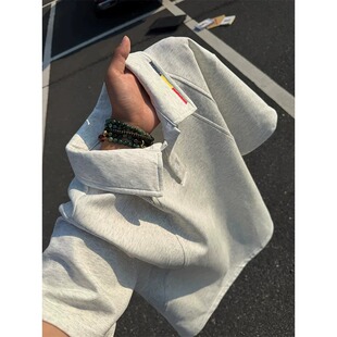 白花灰刺绣polo衫短袖男款夏季解构拼接翻领t恤cleanfit正肩半袖