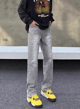 cleanfit显瘦白色牛仔裤男款2025秋季百搭欧若风修身弹力直筒长裤