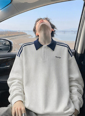 真维斯条纹撞色翻领上衣男POLO衫