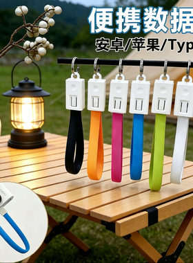 充电宝短款数据线20cm快充便携式钥匙扣挂绳礼品安卓typec充电线适用于苹果15/16华为小米荣耀oppo充电宝短线