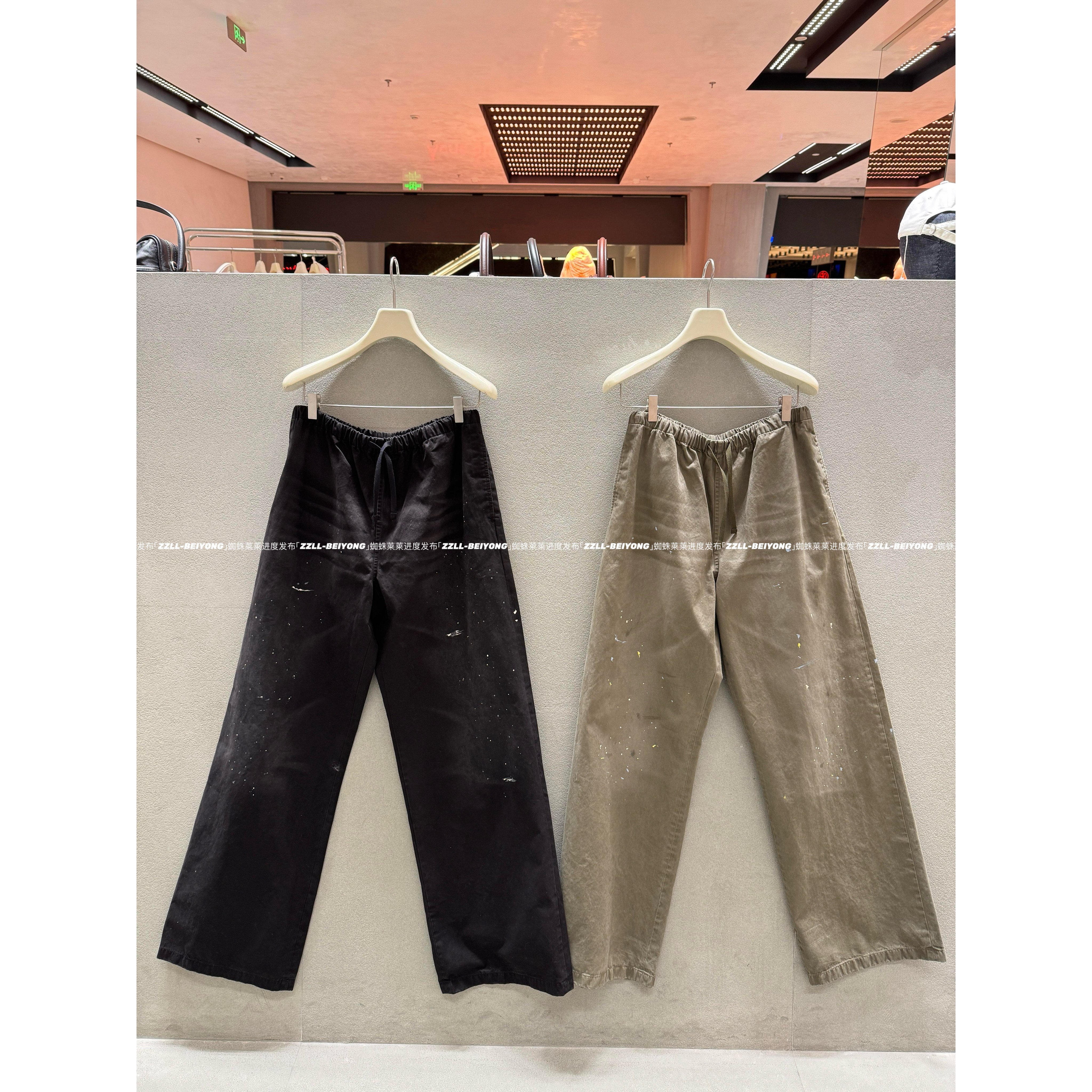 affixow AC风手工泼墨涂鸦做旧褪色工装裤男女长裤情侣款潮
