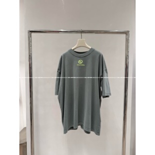 affixow AC风荧光色烫标水洗褪色OS宽松短袖男女T恤情侣款潮