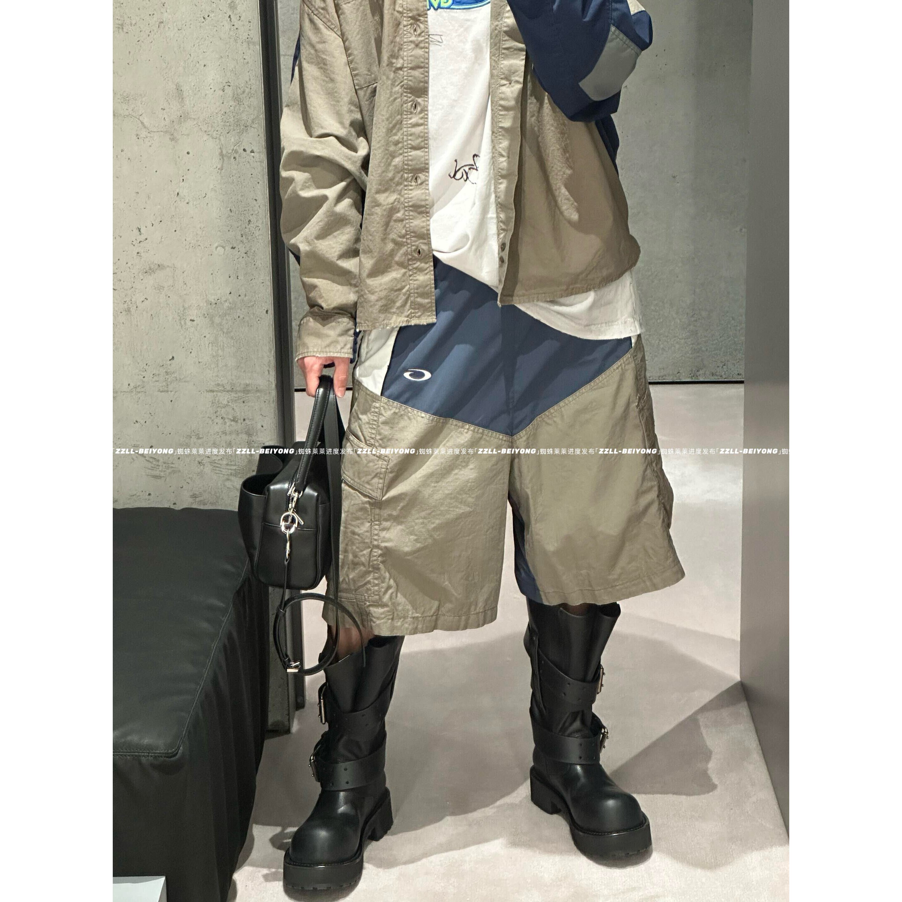 「疯狂双拼」vanailusion 工装短裤拼接尼龙运动裤男女情侣款潮