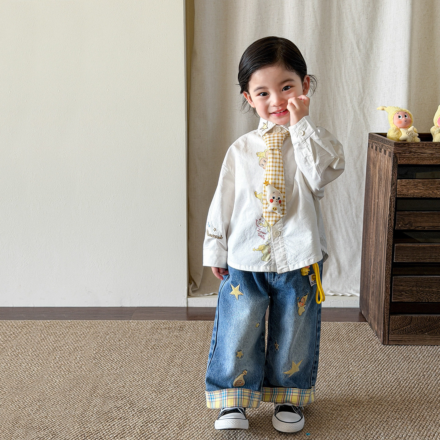 3.5新款上新）童装男童春装套装2026新款儿童衣服宝宝衬衫牛仔裤