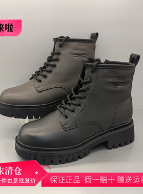 香香莉2024冬季M28666韩版短筒加绒中跟马丁靴骑士靴学生女棉靴子