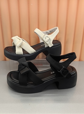 香香莉女鞋30165新款时尚百搭舒适露趾平跟软底蝴蝶结凉鞋