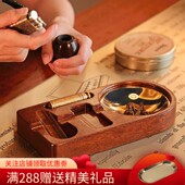 JIFENG季 风实木烟缸烟斗架纯铜压棒烟刀醒烟盘烟斗托架套装