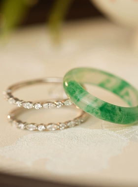 《翠韵》新中式两戴S925银非洲翠爆款大气时尚精致款戒指一款两用