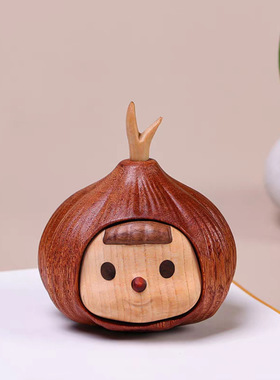实木制作可爱蒜头妹山竹多妹可爱小鸡家居可爱桌面车载摆件礼物