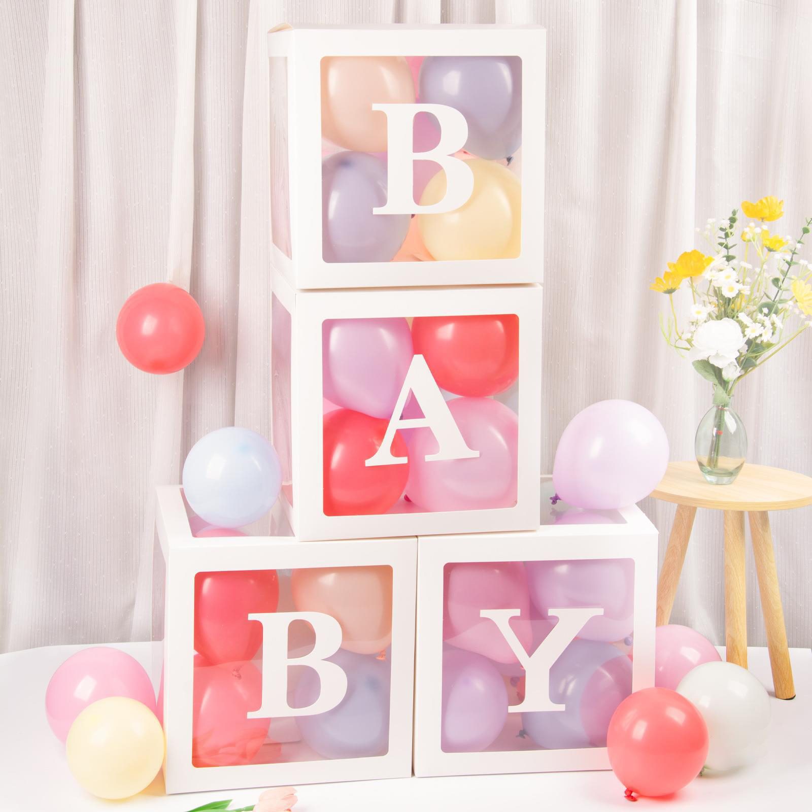 网红透明气球盒子 BABY LOVE生日趴体装饰宝宝生日宴婚房布置道具