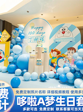 哆啦A梦主题生日布置背景墙kt板