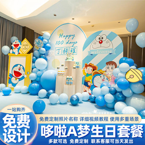 哆啦A梦主题生日布置背景墙kt板