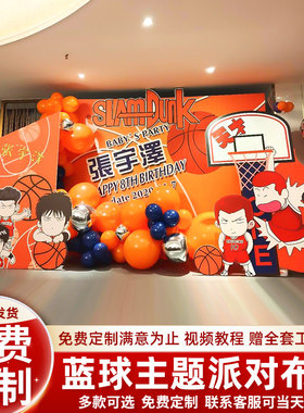 篮球主题生日场景布置kt板背景墙