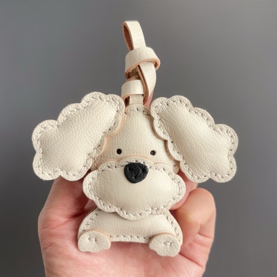 纯手工真皮可爱泰迪狗狗包包小挂件钥匙扣真皮书包挂饰品女生礼物