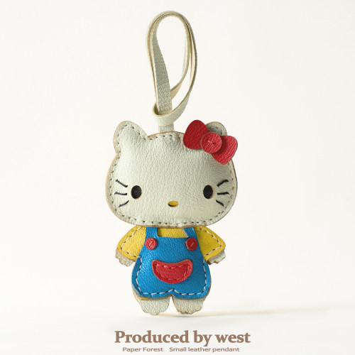 哈喽 kitty包包挂件皮质可爱公仔黑皮哈喽kt猫书包豹纹高级感挂饰