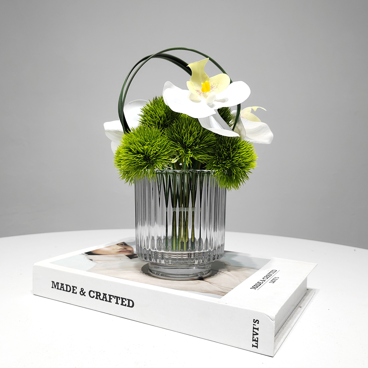 现代简约仿真花艺摆件售楼处洽谈桌酒店前台茶几办公桌面软装饰品