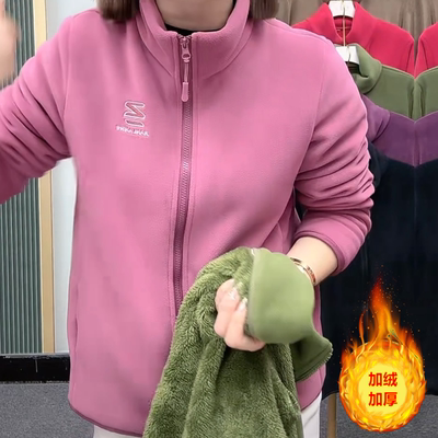 秋冬新款加绒加厚外套保暖上衣
