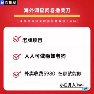 海外调查问卷撸美刀实战教学老牌项目简单好做详细教程视频实操