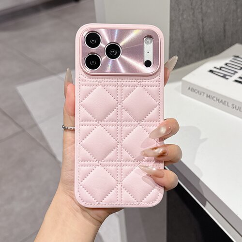 适用于iPhone17ProMax手机壳藤格纹小香风全包镜头苹果16plus保护套防摔iPhone15promax软壳菱格纹素皮手机壳